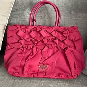 Prada Pink/ Cranberry Bow-Embellished Women's Bag